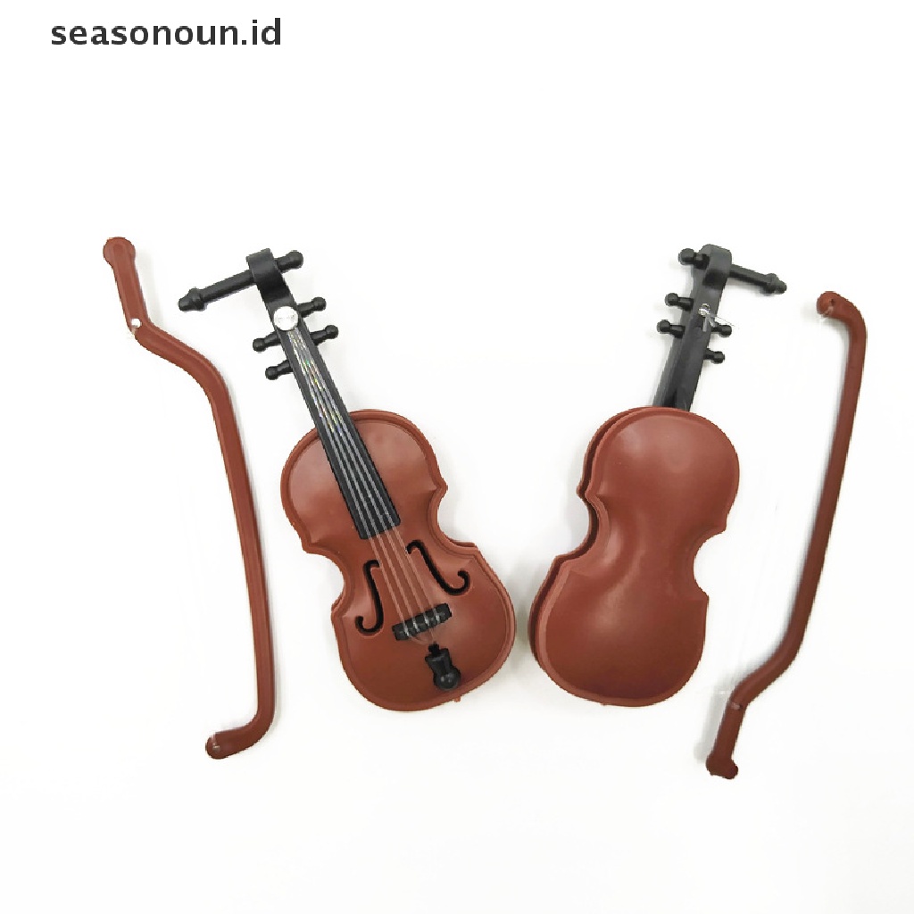 (seasonoun) Mainan Miniatur Instrumen Musik Gitar / Biola Skala 1: 12 Untuk Aksesoris Rumah Boneka