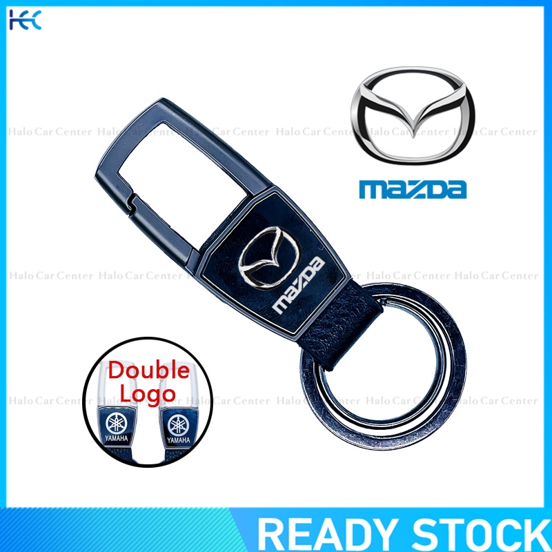 【Double Side Print】Creative Alloy Meta keychain with logo for Mazda