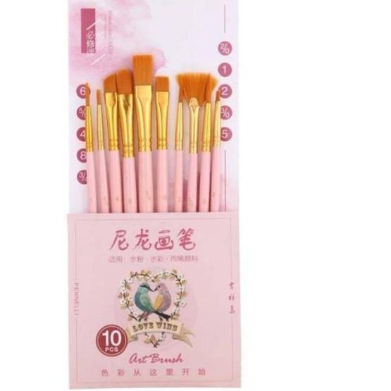 

➨ Giorgione Brush Set G-188 | Kuas Lukis Set 10 Bird Series - Pink ✾