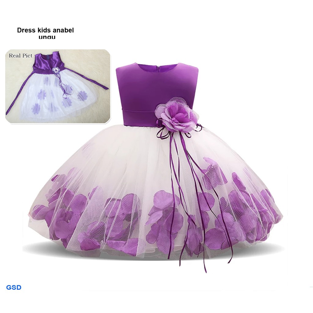 Dress kids anabel/terusan dress anak/gaun pesta anak perempuan lucu/dress bertingkat bunga brokat