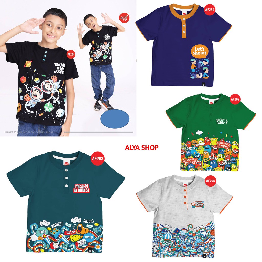 Kaos Anak Afrakids Lengan Pendek Kancing untuk anak 2-12th AF254 AF275 AF262 AF263 AF264