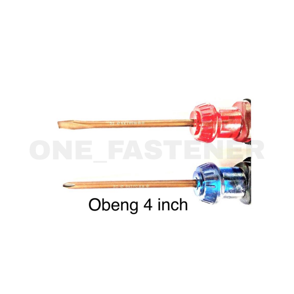 Obeng Gagang Karet 4 inch Kembang Dan Minus 6x100mm PH2 Plus Min CRV