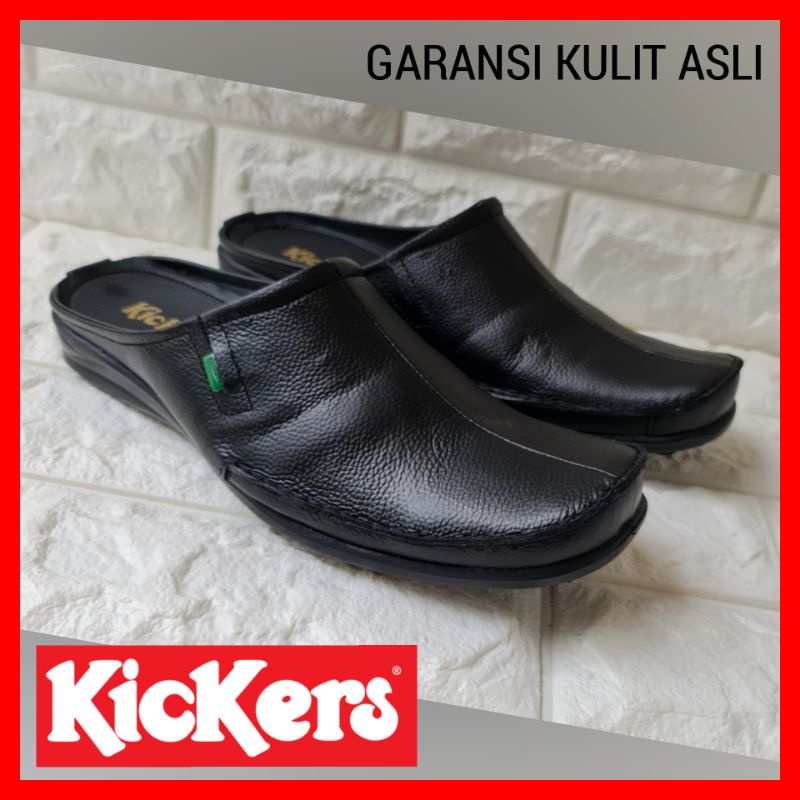 SANDAL PRIA SELOP KICKERS BUSTONG KULIT ASLI / SENDAL COWOK FORMAL RESMI PROMO / SANDAL WEDDING ADAT ASLI KULIT