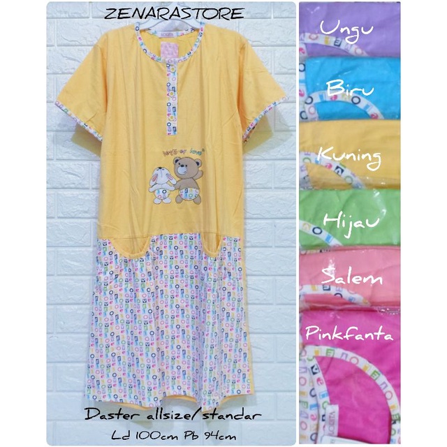Daster kaos Allsize dewasa Lorita by Sofie daster allsize kancing depan busui daster midi Ld 100 cm