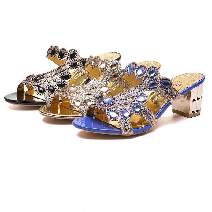 Sendal Hak Tinggi Pesta Perempuan Glitter Cantik Sandal Heels Platform Wanita Import SD-100