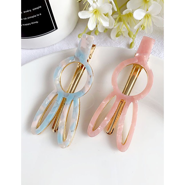 LRC Jepit Rambut Fashion Color Alloy Acrylic Rabbit Ear Hair Clip F6669X