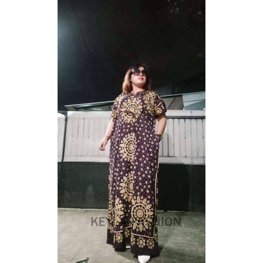 Daster kekinian panjang lengan pendek ld 120 / Daster jumbo terbaru motif unik / Daster long serut i