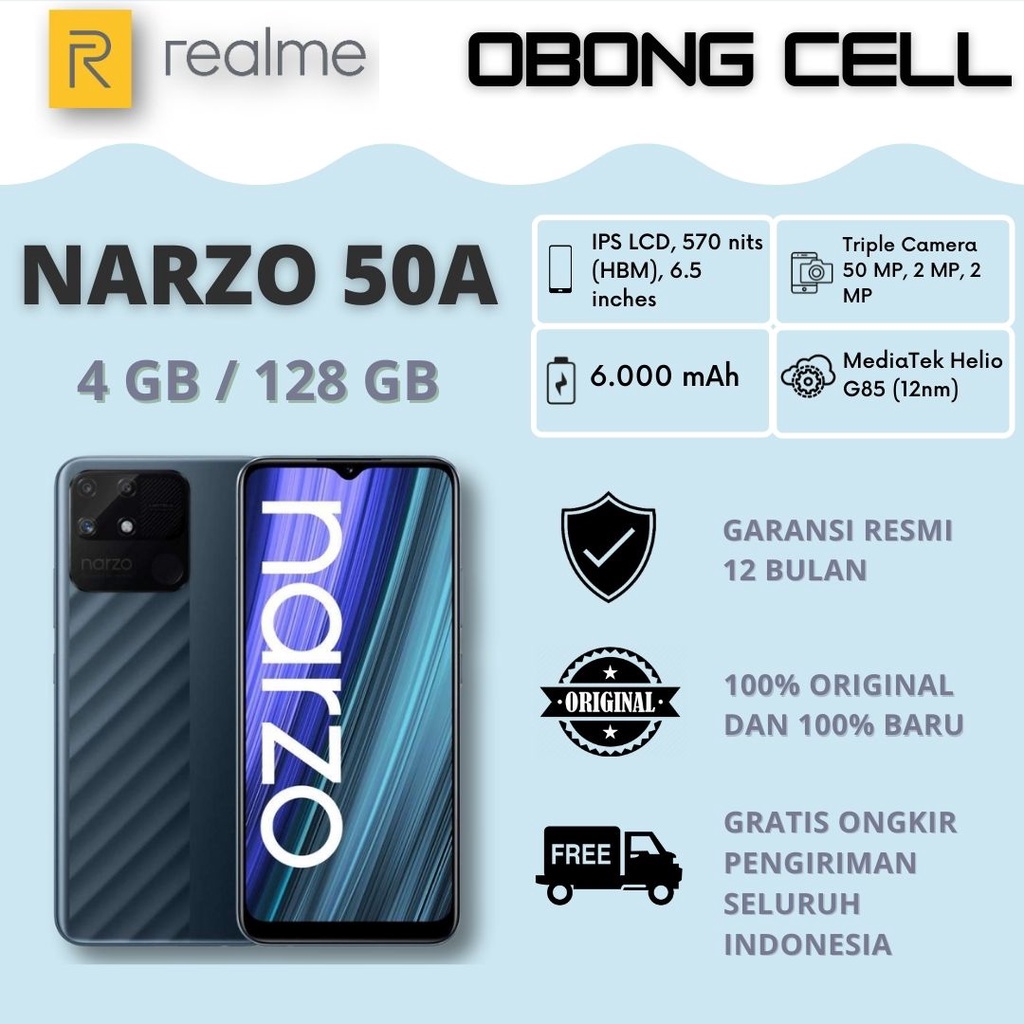 Realme Narzo 50A (4GB+128GB) Garansi Resmi