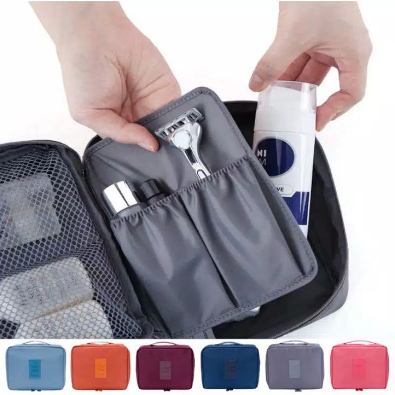 [COD] Tas Make Up Travel / Travel Pouch Make Up Kosmetik Sabun Dengan Banyak Sekat Praktis Travel Pouch Kosmetik Anti Air