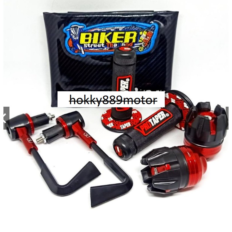 kulit jok karbon Hitam+ grip Protaper + proguard L + Jalu as roda depan Universal