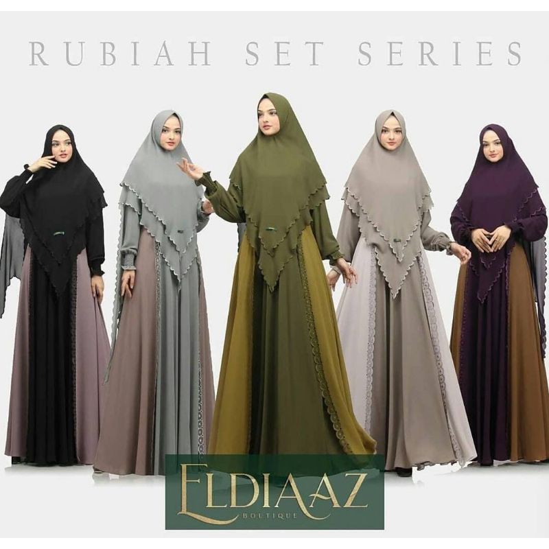 dress muslim/gamis syari/gamis terbaru Rubiah set by Eldiaaz