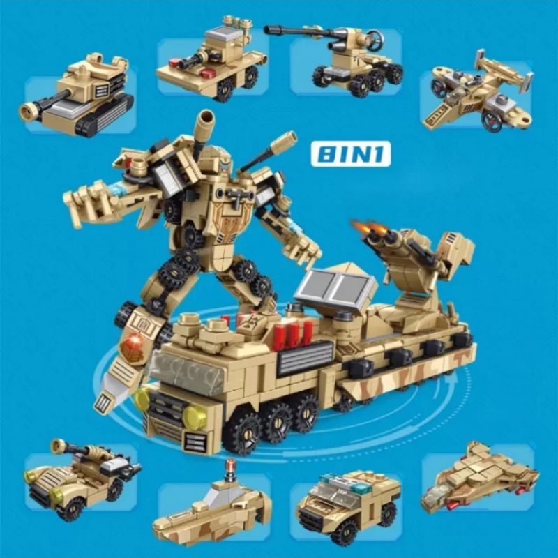 Lego Block Mobil Tank Perang 8 in 1 Jadi Robot Besar