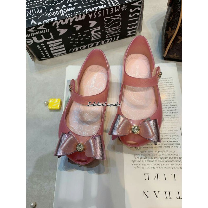 Sepatu mini melissa pita pink/sepatu anak perempuan/sepatu jelly anak/sepatu pita melissa