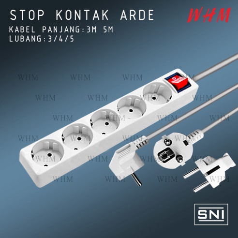 SNI STOP KONTAK 3/4/5LUBANG + KABEL PANJANG 3M &amp; 5M / STOP KONTAK KABEL COLOKAN