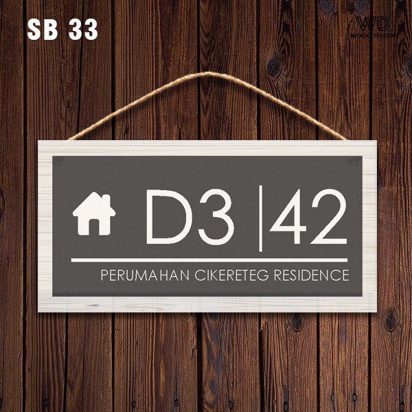 NOMOR  RUMAH KAYU PAPAN NAMA MURAH KEREN PAPAN NAMA MDF - SB 33-34