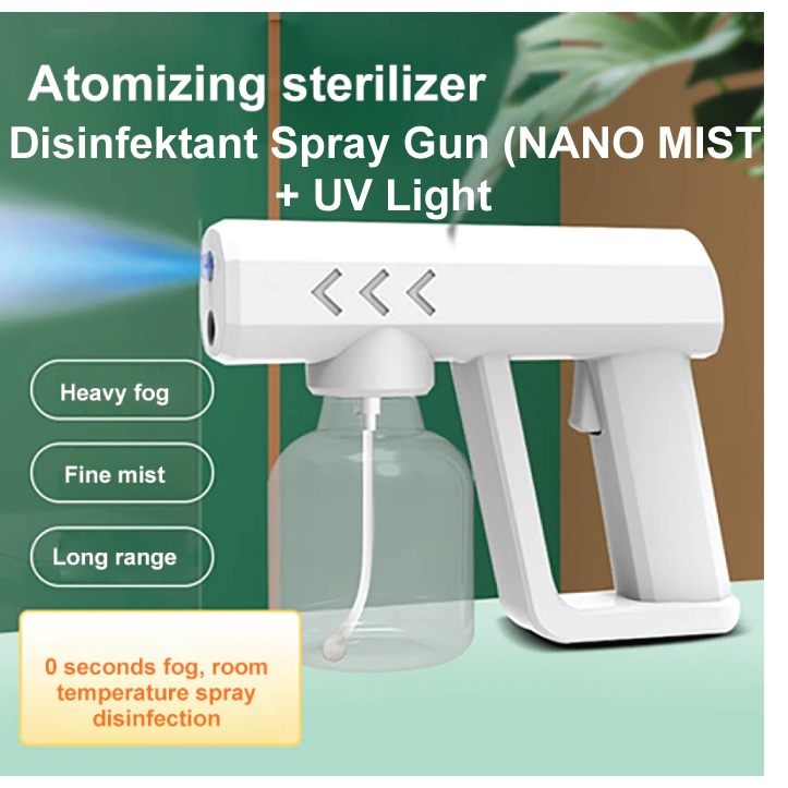 Disinfektan Spray Gun Semprotan Nano Mist UV Light Wireless