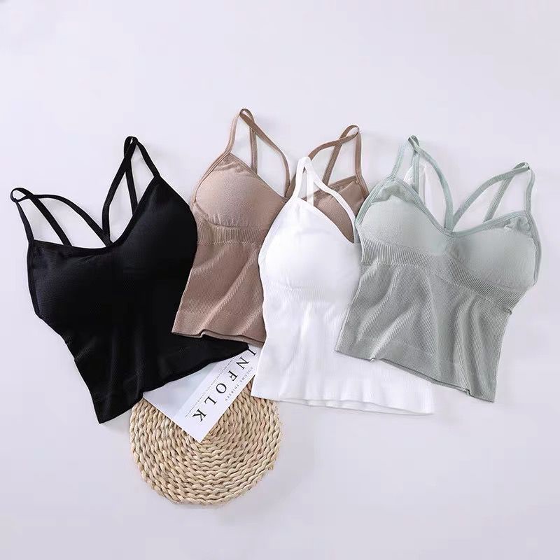 Bra Wanita / Tank Top Tali Silang Sexy Busa Non Kawat Import