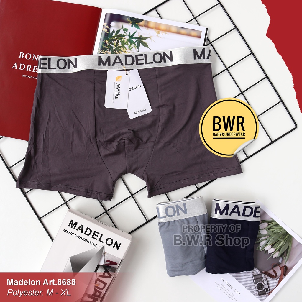 [ 3pc ] Boxer Madelon 8688 PUTIH | Celana Dalam Pria Madelon Boxer Briefs Samless | Bwr