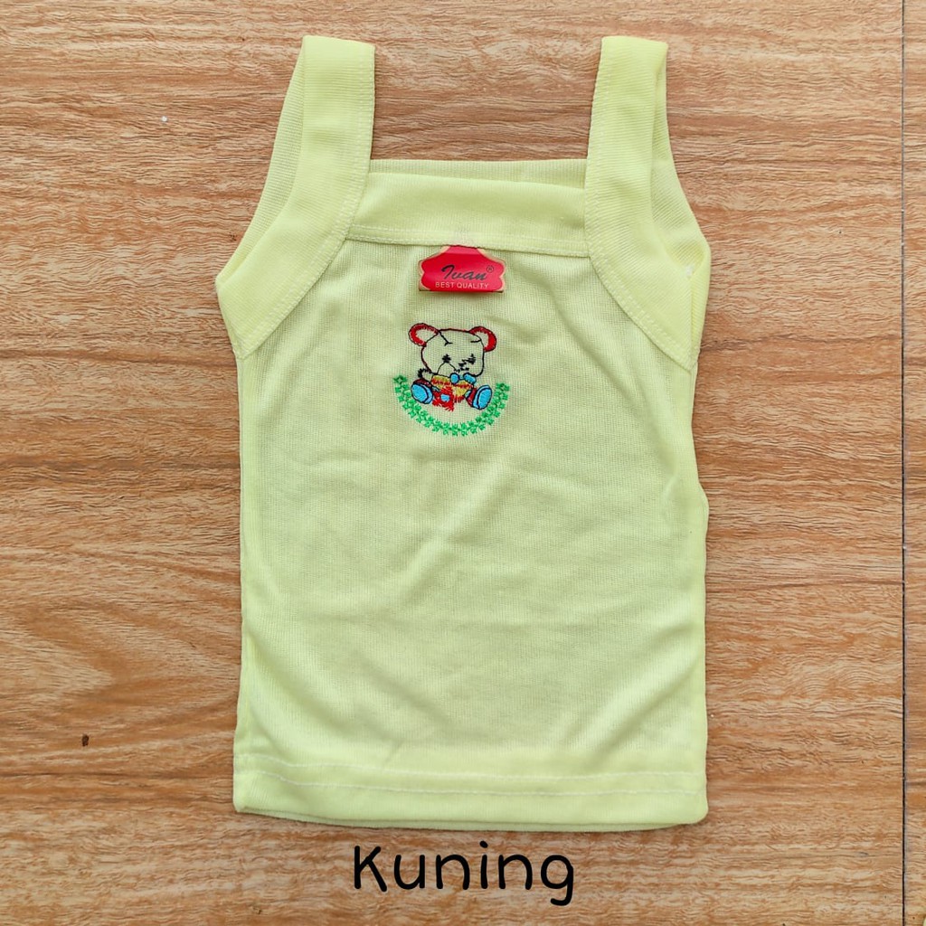 1 LUSIN (12 pcs) Singlet bayi BORDIR perlengkapan bayi lahir