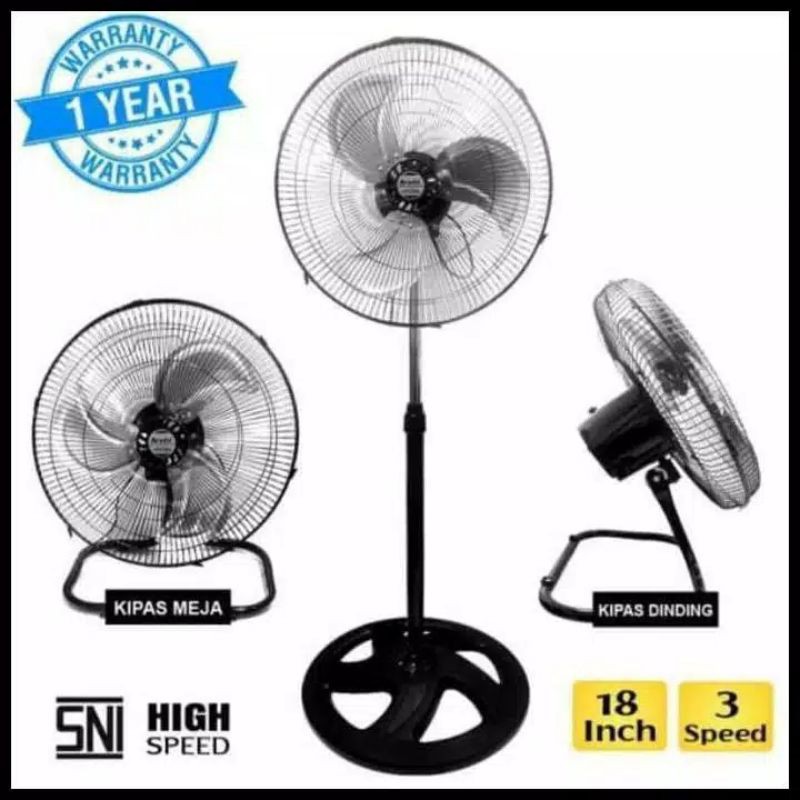 Kipas Angin BESI Arashi(HYPERLITE) Speed FAN 18' inchi 3in1 Duduk - Dinding - Berdiri