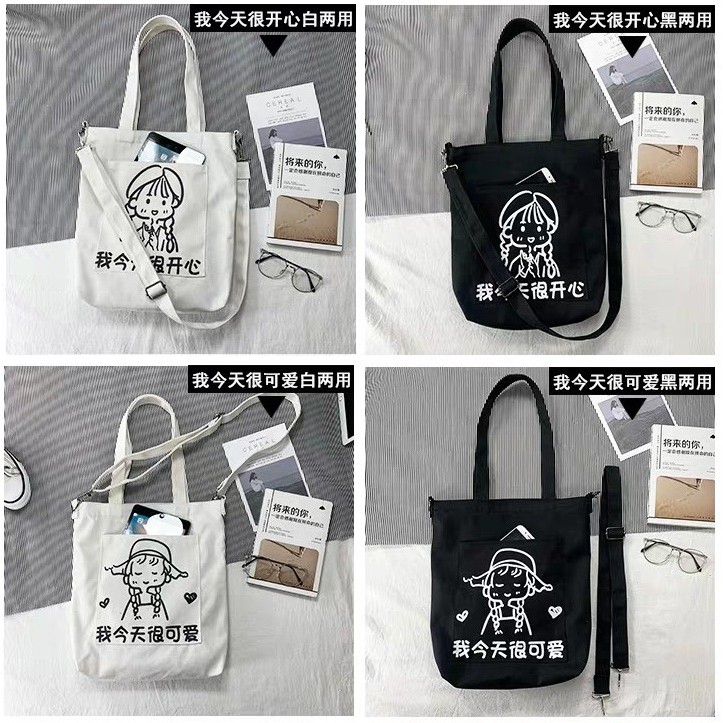 Tas Tote Black &amp; White Varian NR