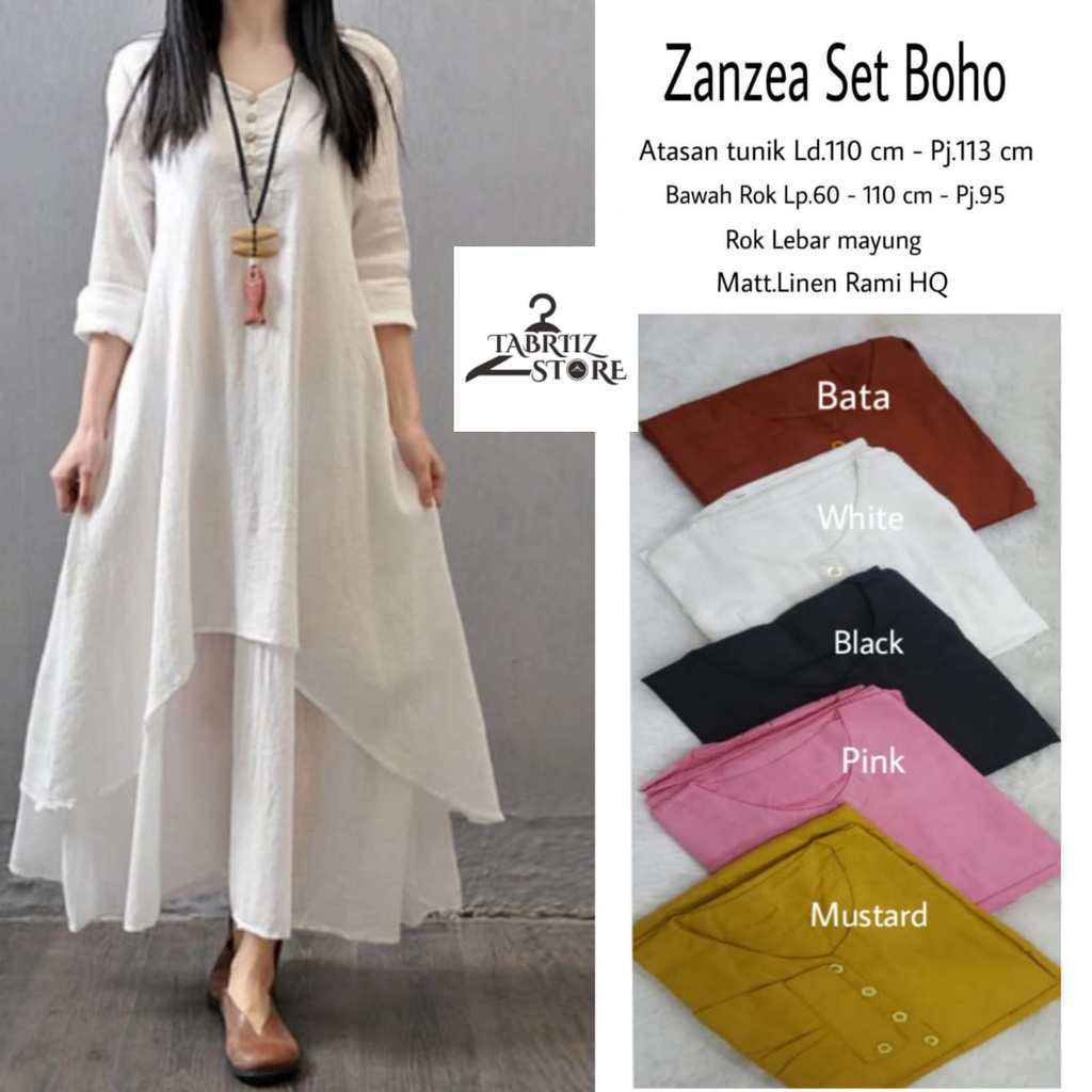 zanzea set stelan Setelan 1set pakaian baju atasan tunik dress bawahan rok skrit pinggang karet jumb