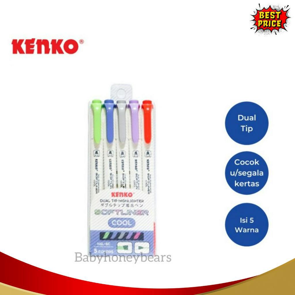 

TERDAHSYAT Kenko Textliner Softliner Cool Dual Tip Highlighter 5 Warna