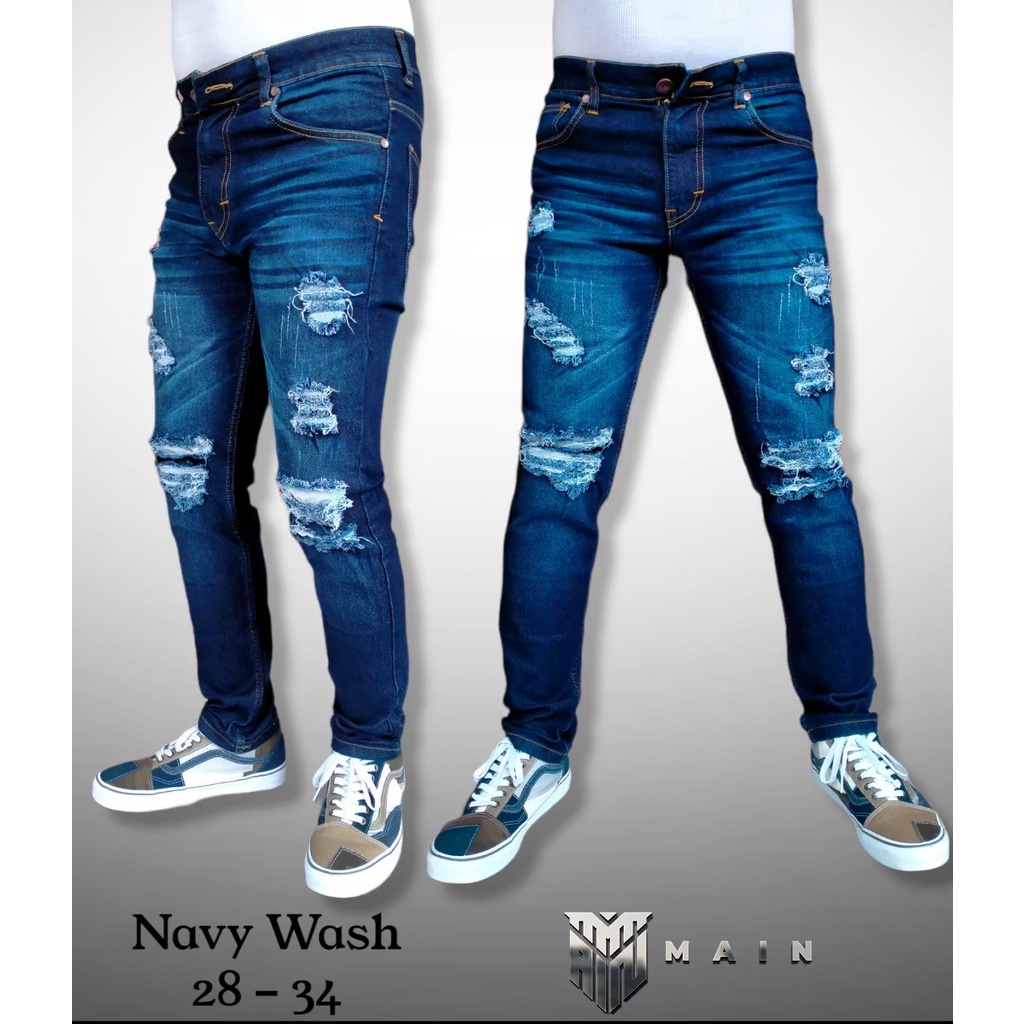 Celana Jeans Sobek Lutut Ripped Destroy Premium