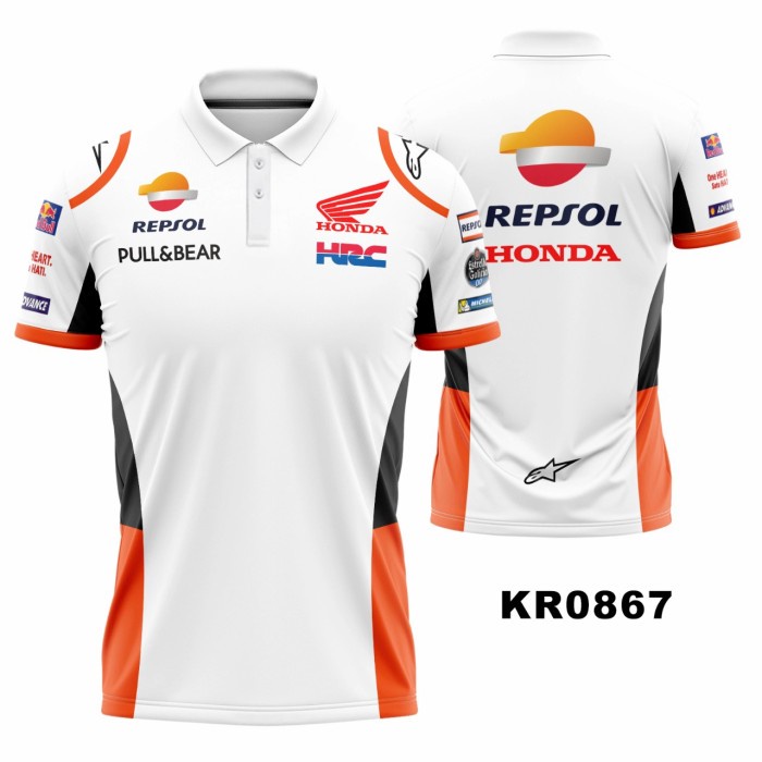 Kaos Jersey Kerah Kancing Honda Repsol HRC Racing Moto GP 2022 Terbaru - KR0867