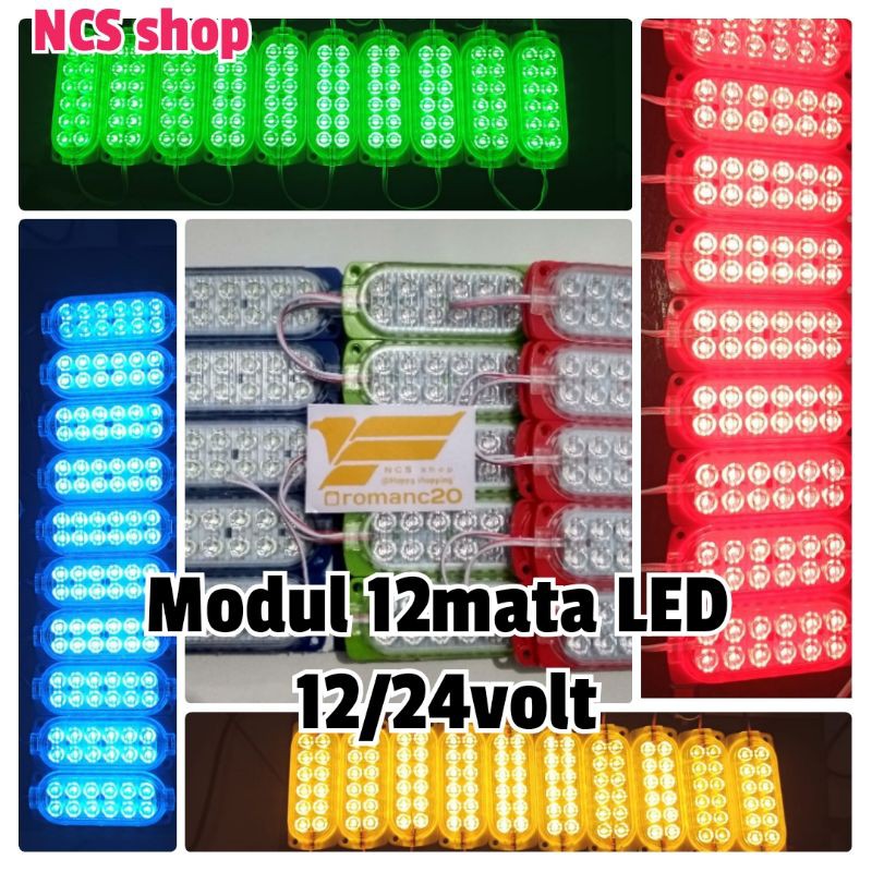 lampu LED modul 12mata DC 12/24volt,mobil/bis/truk
