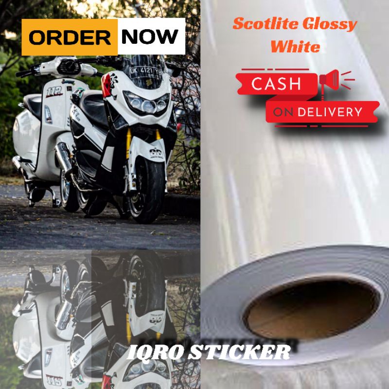 Sticker skotlet putih glossy doff merk Profix untuk motor Lebar 45 CM