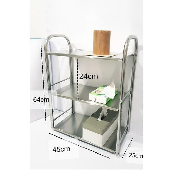 Organizer Portable Rak Toilet Stainless 3 Susun A836