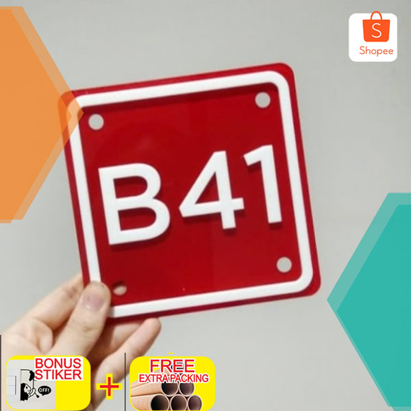 

nomor rumah acrylic timbul 15x15 - Hitam 15x15cm Elegan