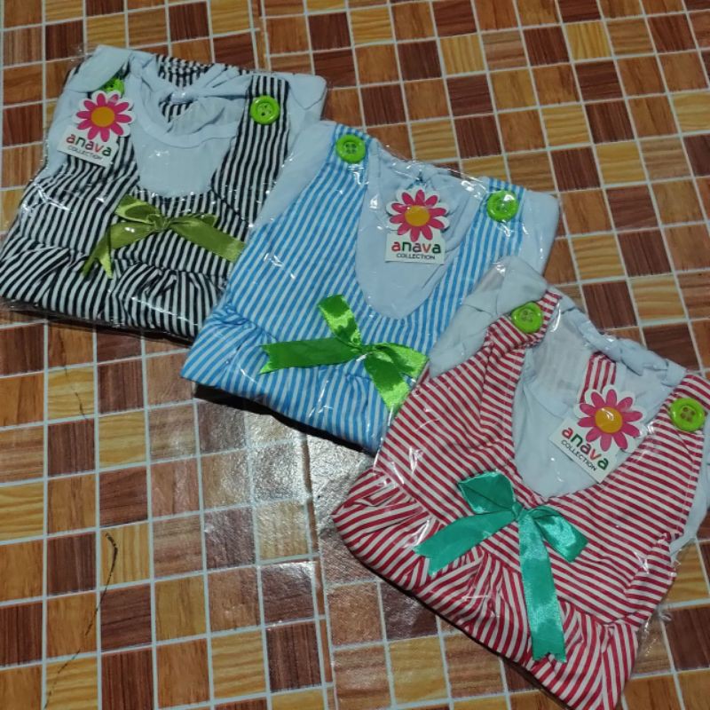 Dress anak cewek 1 2 tahun keropi baju anak cewek salur keropi ( keropi strip sandat )