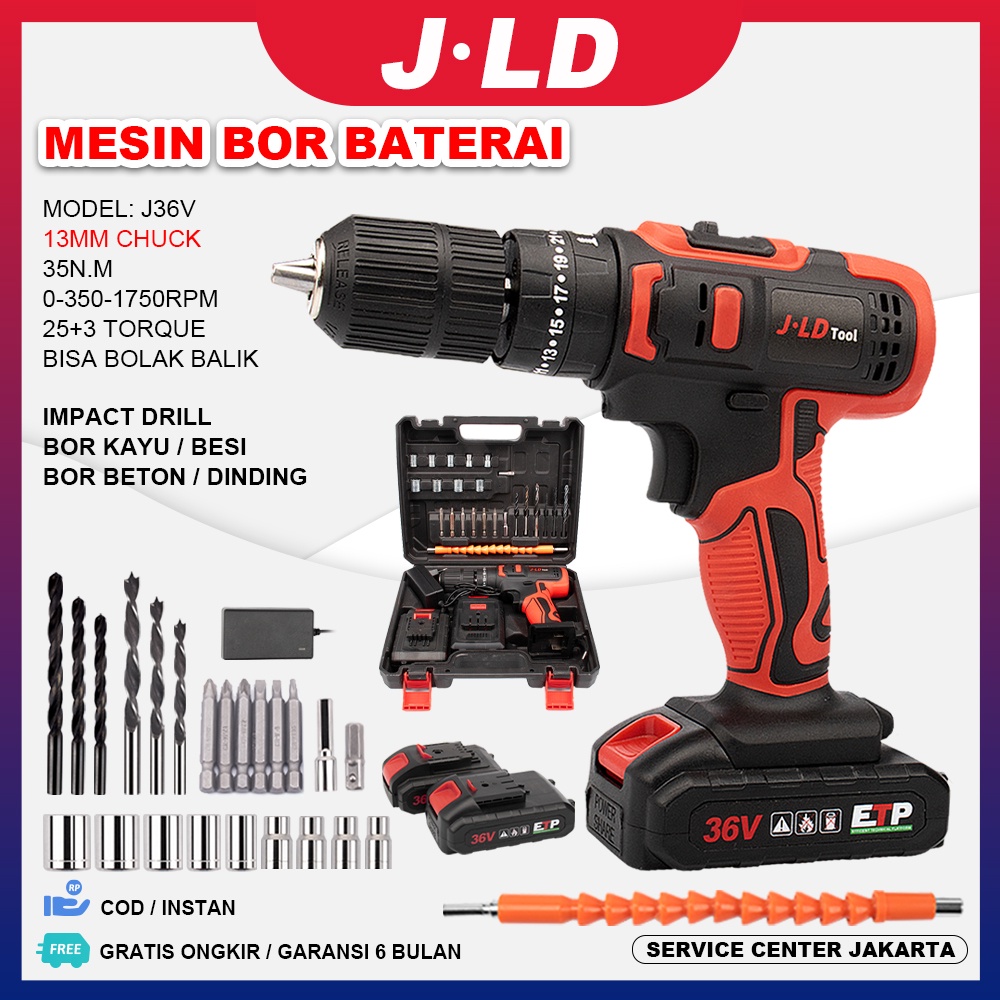 Jual JLD Mesin Bor Cordless 36v Bor Batrai Cas 13mm Chuck Bor Murah 35N ...