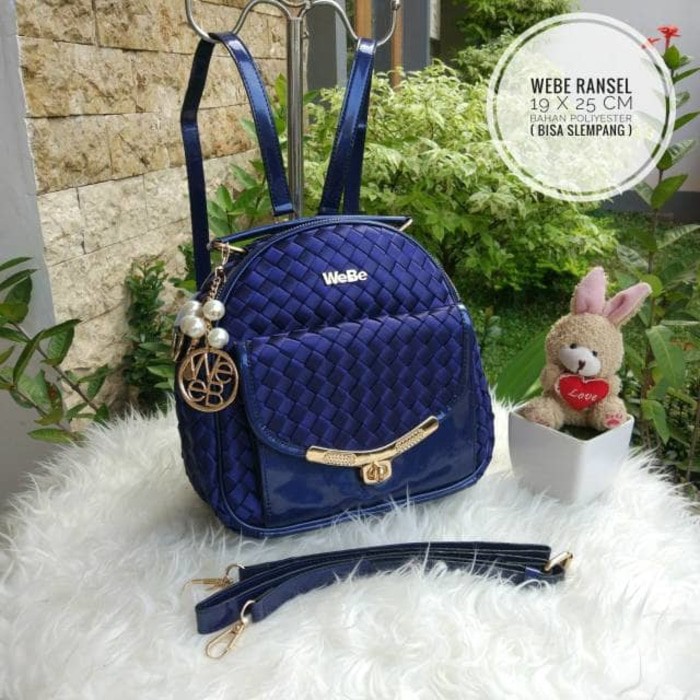 Tas Ransel   Selempang Wanita Branded Webe Real Pict Terbaru Biru Blue