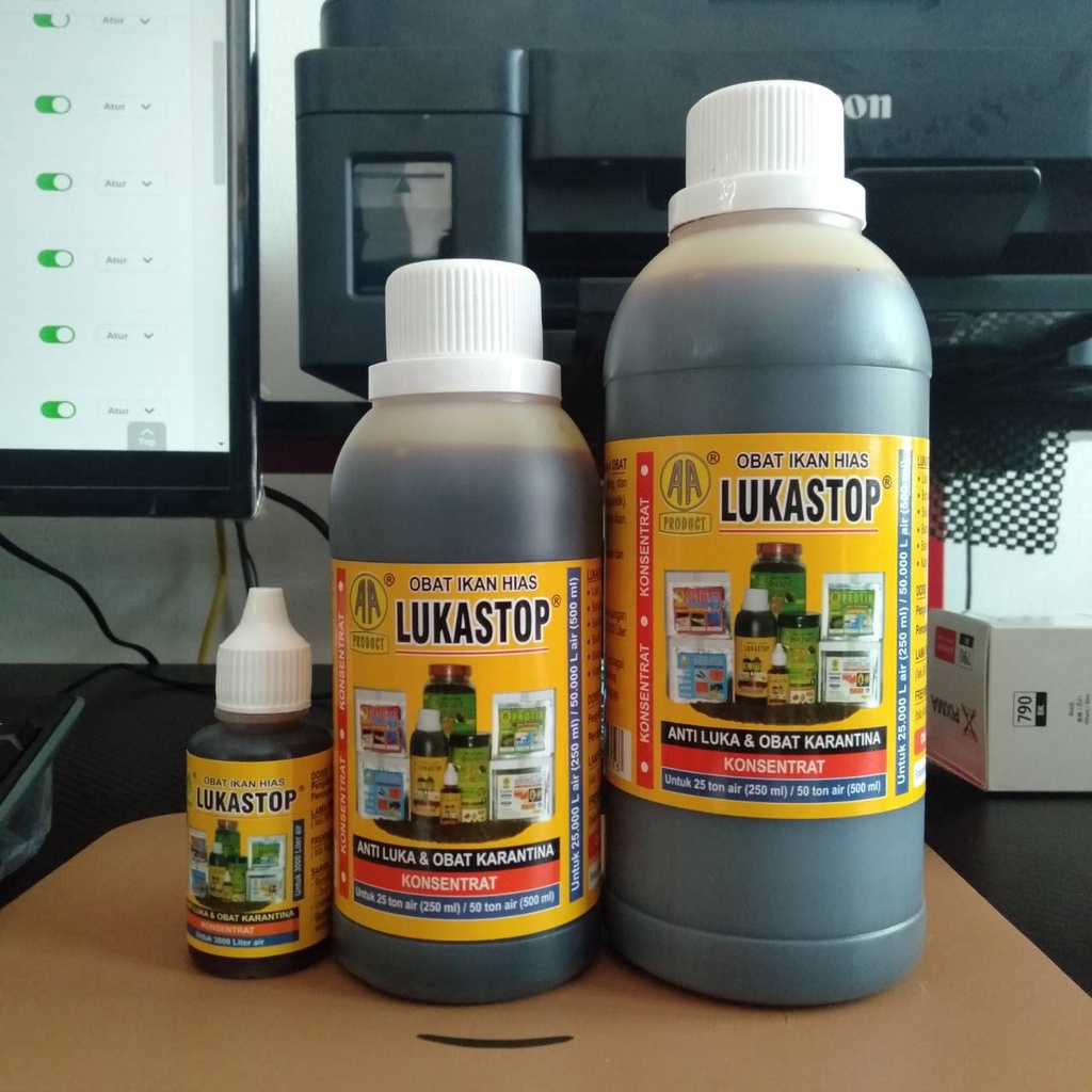 Lukastop 250 ml Obat Ikan Hias Luka Parasit Jamur Karantina Sisik Rusak Sobek Botol Besar Original Perawatan Cupang Guppy Arwana Louhan Koi Koki Discus Chana dan lain lain Kebutuhan Aquarium Aquatic