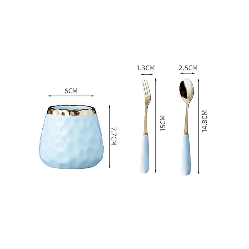 Jar Mug Keramik Tempat Sendok Teh Garpu Kue Set