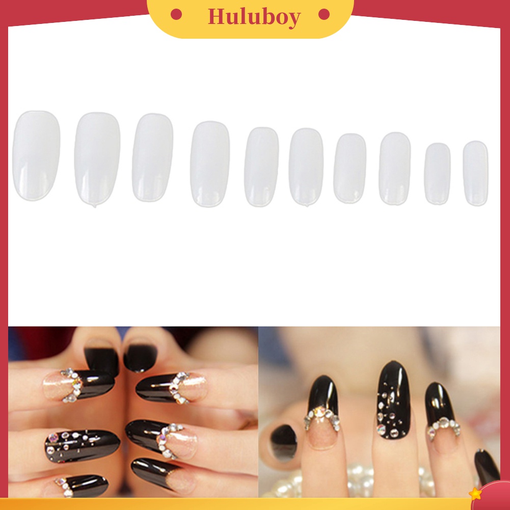 Huluboy Huluboy♡ 500pcs Kuku Palsu Full Cover Bentuk Oval Untuk Dekorasi Manicure