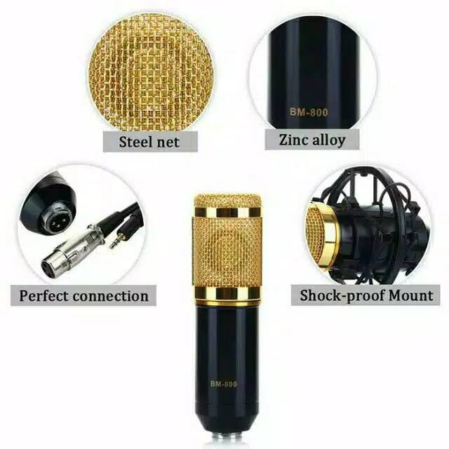 Termurah MEDAN Hanaiso Microphone Mic Kondenser Studio BM800 Shock Proof Mount BM-800 Original BM 800 8000