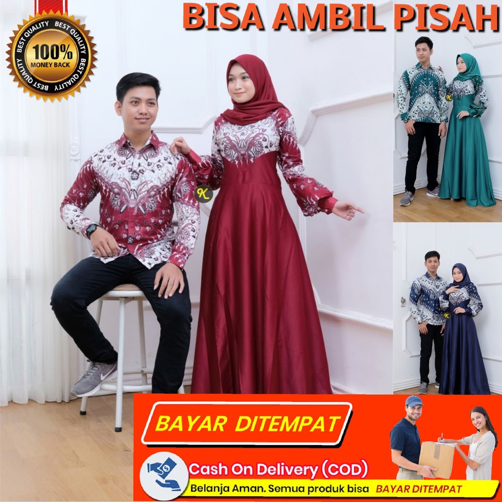 Couple gamis dan batik pasangan muslim kekinian couple larissa batik karyaku ada ld jumbo