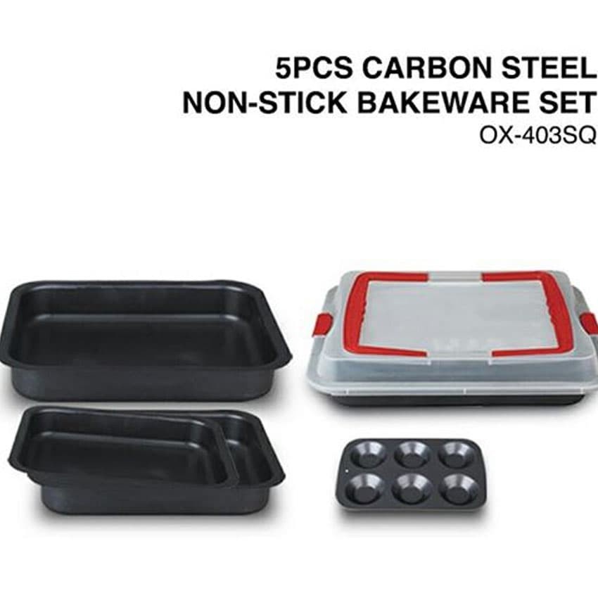 Oxone OX-403SQ 5Pcs Oxone Carbon Steel Non-Stick Bakeware Set