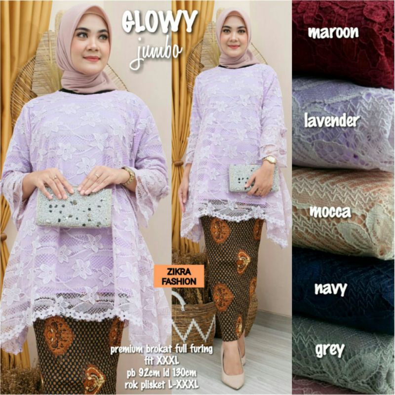 Terlaris Baju Atasan Wanita Glowy Brokat Jumbo Tunik LD 120 - 140cm