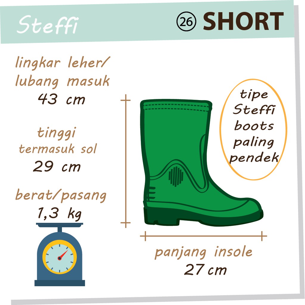 SHORT kardus isi 10 pasang | Sepatu boot Steffi Boots pvc pendek