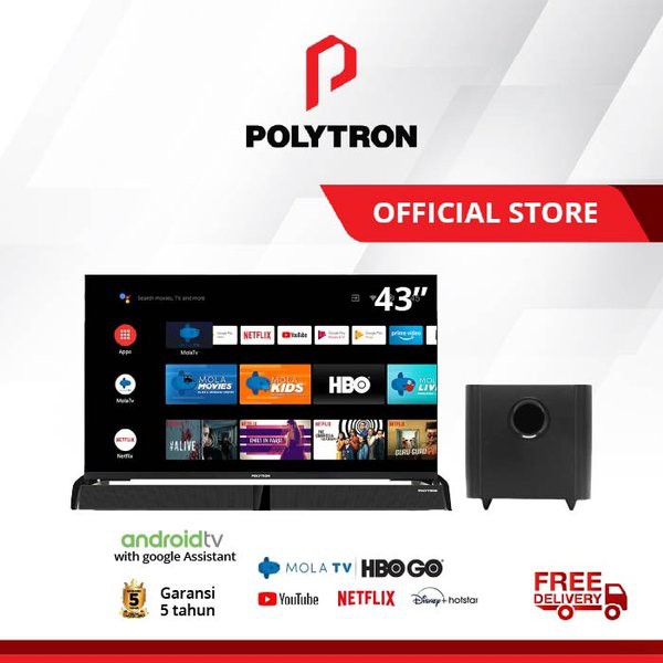 Solusi POLYTRON Smart Cinemax Soundbar LED TV 43 Inch PLD 43BAG9953 Limited