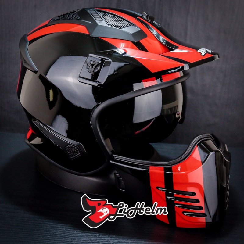 JPX HELM MX726R MX04 | SUPER BLACK RED | MX726 R CROSSOVER MX 726R MX 04