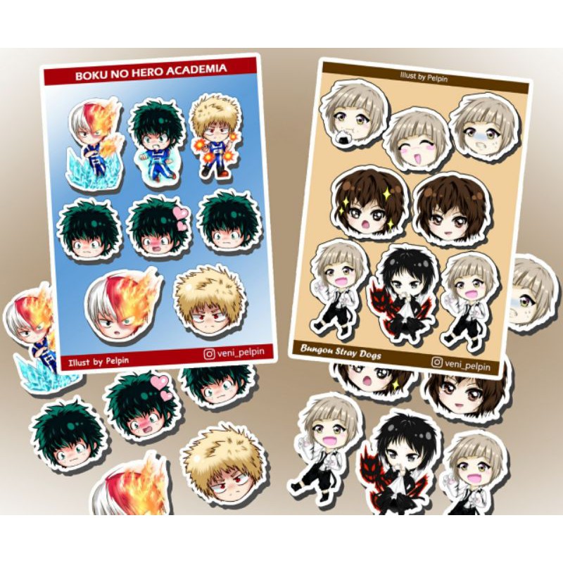 STICKER BOKU NO HERO ACADEMIA todoroki bakugou deku anime sticker die cut set anime stiker anime bsd