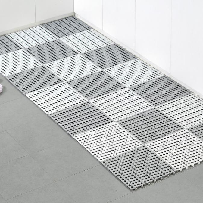 Karpet Kamar Mandi Anti Slip Interlock - Alas Kamar Mandi Polkadot - Merah Muda