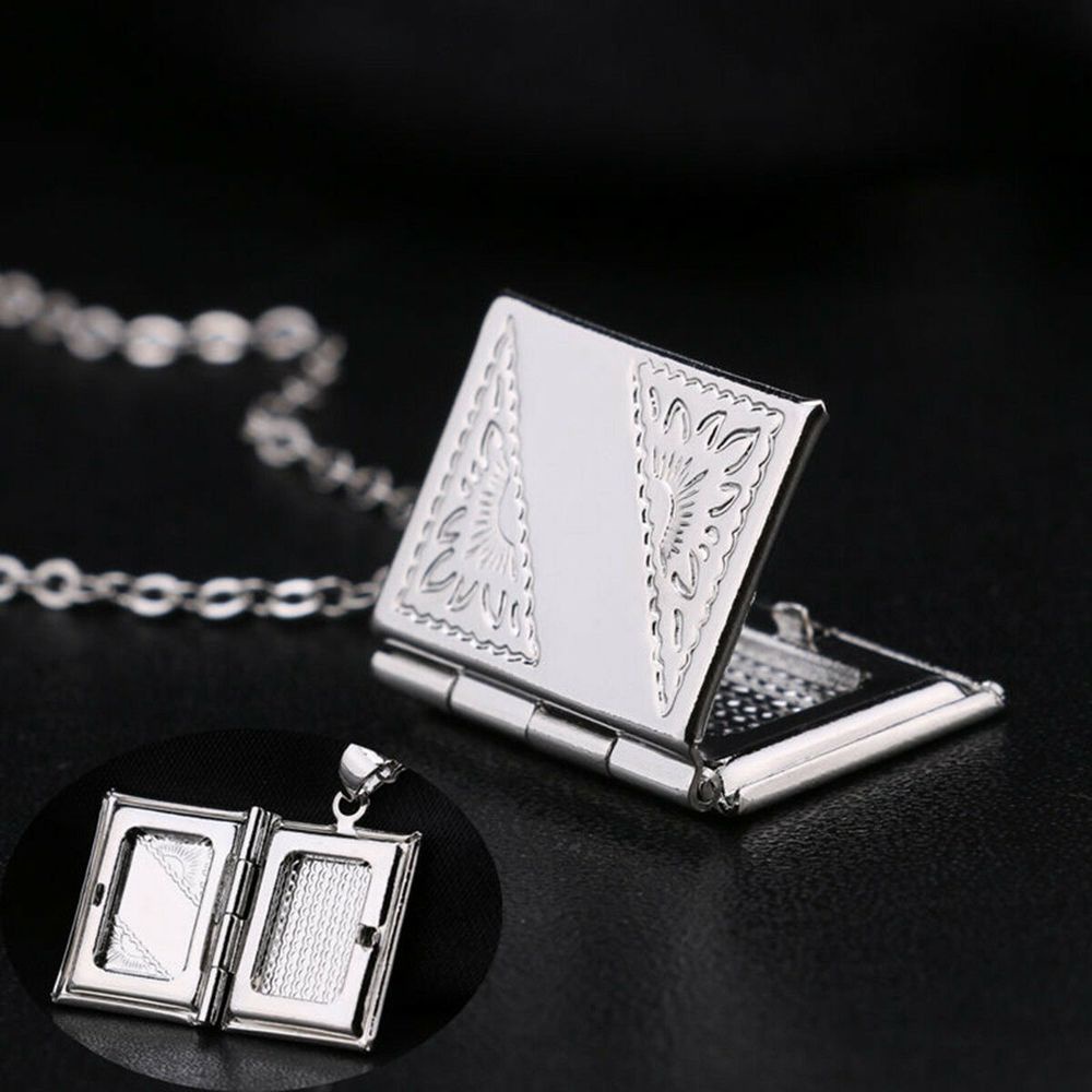 ROW New Chain Silver Picture Locket Necklaces Hollow Memory Heart Drop Shell Openable Photo Frames Pendant