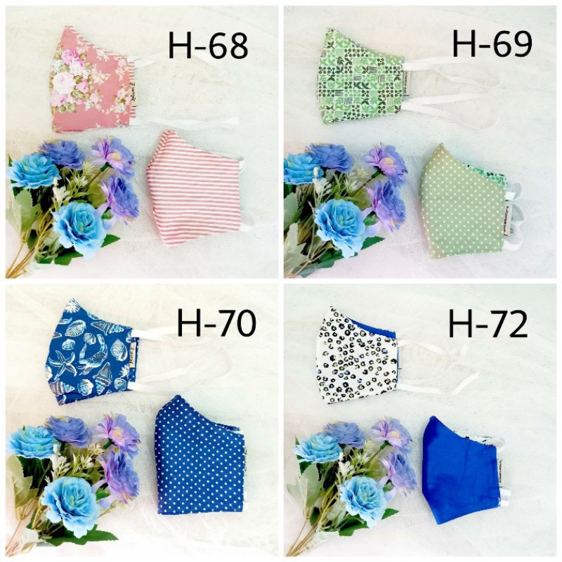 Masker Kain Instant Headloop Bolak Balik | Masker Kain Terlaris | Masker Hijab bisa pilih motif